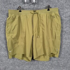 Lululemon Mens Sz XXL Shorts Olive Green Running Elastic Waistband Tie Athletic